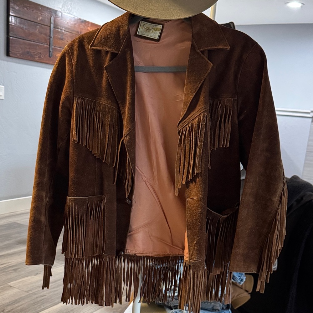 VINTAGE Brown Suede Fringe Jacket